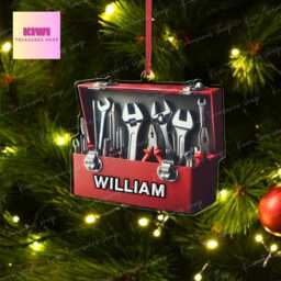 Personalized Mechanic Tool Box Ornament, 2D Flat Xmas Keepsake - thumbnail 4