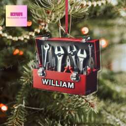 Personalized Mechanic Tool Box Ornament, 2D Flat Xmas Keepsake