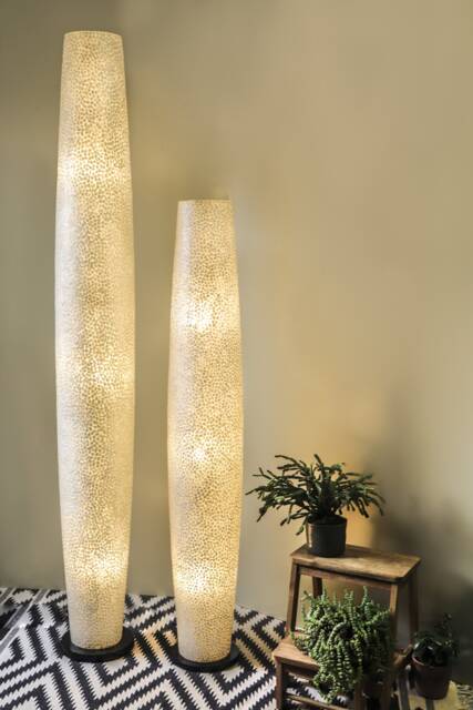 White Mother Of Pearl Floor Lamp Elara Unique & Unusual Eco-Chic Lighting - image 1