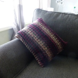 Red, Black, & Pink Knitted Pillow - thumbnail 2