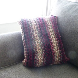 Red, Black, & Pink Knitted Pillow - thumbnail 3