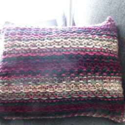 Red, Black, & Pink Knitted Pillow - thumbnail 4