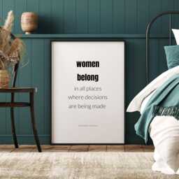 Women Belong in All Places Print - Ruth Bader Ginsburg Feminist Quote Inspirational Wall Art Unframed - thumbnail 3