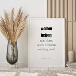 Women Belong in All Places Print - Ruth Bader Ginsburg Feminist Quote Inspirational Wall Art Unframed - thumbnail 2