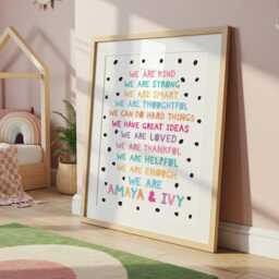 Sister Prints, Wall Art, Girls Bedroom Decor, Playroom, Personalised, Rainbow, Colourful, Sibling Twins - thumbnail 2