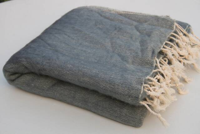 Handwoven Grey Yak Wool Blanket Large Travel Shawl - image 1