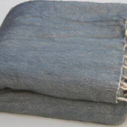 Handwoven Grey Yak Wool Blanket Large Travel Shawl - thumbnail 4