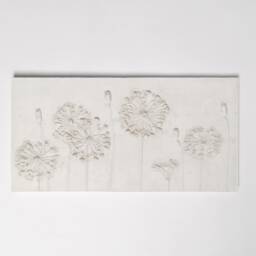 Tile Allium Poppy Cast. Botanical Decorative Unique Plaster Wall Art Frame Wood Concrete Impression Pressed Flowers Eco Friendly - thumbnail 2