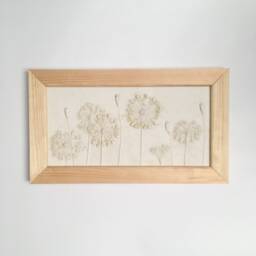 Tile Allium Poppy Cast. Botanical Decorative Unique Plaster Wall Art Frame Wood Concrete Impression Pressed Flowers Eco Friendly - thumbnail 4