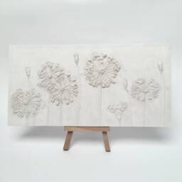 Tile Allium Poppy Cast. Botanical Decorative Unique Plaster Wall Art Frame Wood Concrete Impression Pressed Flowers Eco Friendly - thumbnail 1