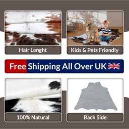 Authentic Black & White Cowhide Rug - Medium Natural Leather Skin For Elegant Interiors - thumbnail 4