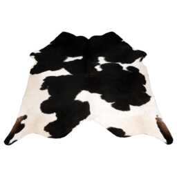 Authentic Black & White Cowhide Rug - Medium Natural Leather Skin For Elegant Interiors - thumbnail 1