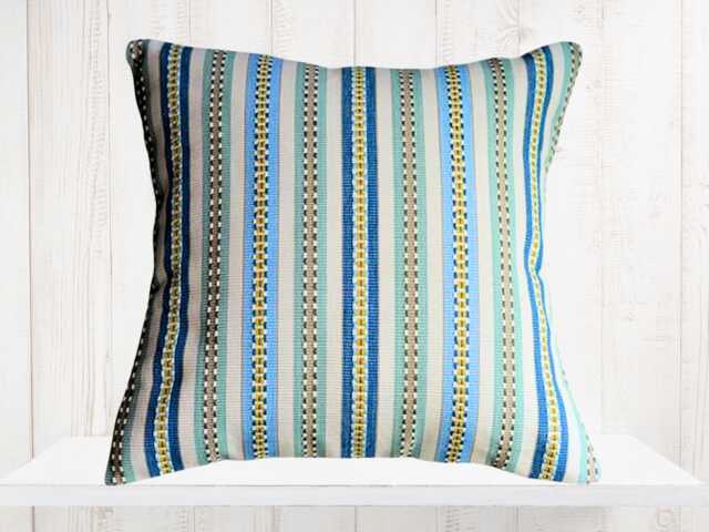 Blue Green Striped Pillow Cover - Kravet Cotton Fabric - image 1