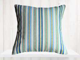 Blue Green Striped Pillow Cover - Kravet Cotton Fabric - thumbnail 1