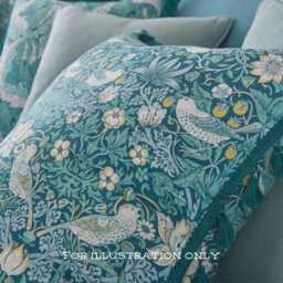 William Morris, Strawberry Thief, Clarke & Clarke, Arts Crafts, Teal, Cotton Cushion Cover, Throw Pillow Home Decor - thumbnail 2