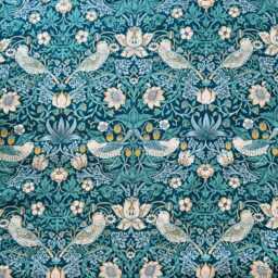 William Morris, Strawberry Thief, Clarke & Clarke, Arts Crafts, Teal, Cotton Cushion Cover, Throw Pillow Home Decor - thumbnail 3