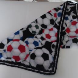 Baby Fleece Blanket With Crochet Edging, Shower, Photo Prop, Soccer - thumbnail 2
