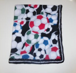 Baby Fleece Blanket With Crochet Edging, Shower, Photo Prop, Soccer - thumbnail 1
