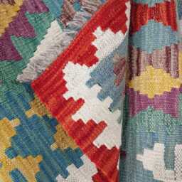 Classic Runner Rug, Handmade Artisan Afghan Turkish, Scandinavian, Navajo, Bohemian, Wool Flatweave Multicolour Kilim Rug 300x80 cm - thumbnail 4