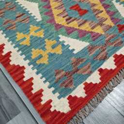 Classic Runner Rug, Handmade Artisan Afghan Turkish, Scandinavian, Navajo, Bohemian, Wool Flatweave Multicolour Kilim Rug 300x80 cm - thumbnail 3