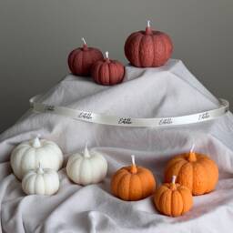 Handmade Pumpkin Soy Wax Candle Set Autumn Decor - thumbnail 1