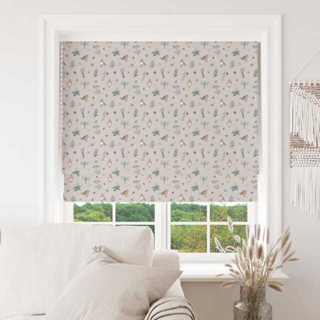 Custom Roman Blind - Emma Lawrence Whimsical Wildlife Linen , Made To Measure Window Treatment - image 1