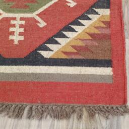 Hand Woven Wool Jute Kilim Rug Bohemian Runner Rug - thumbnail 2