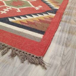 Hand Woven Wool Jute Kilim Rug Bohemian Runner Rug - thumbnail 4