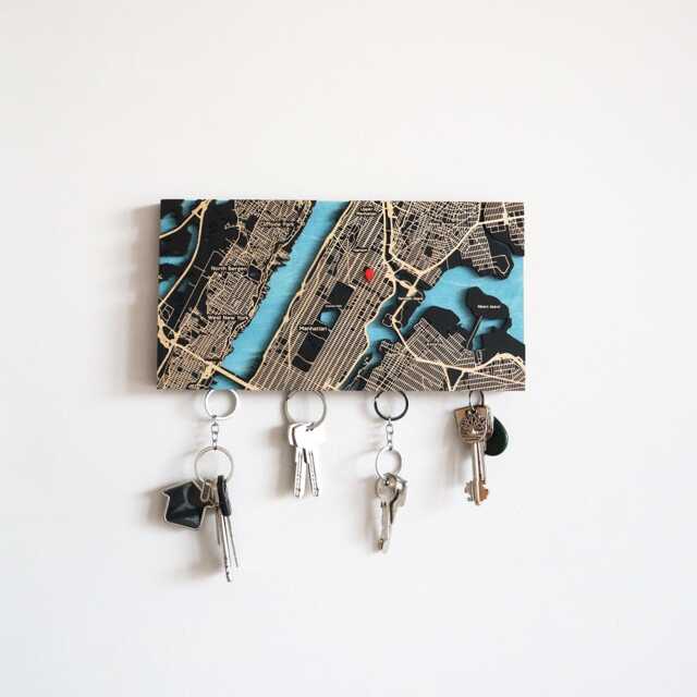 Wall Key Station, Custom Map Magnetic Organizer For Modern Entryway - image 1