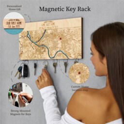 Wall Key Station, Custom Map Magnetic Organizer For Modern Entryway - thumbnail 4