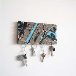 Wall Key Station, Custom Map Magnetic Organizer For Modern Entryway - thumbnail 2