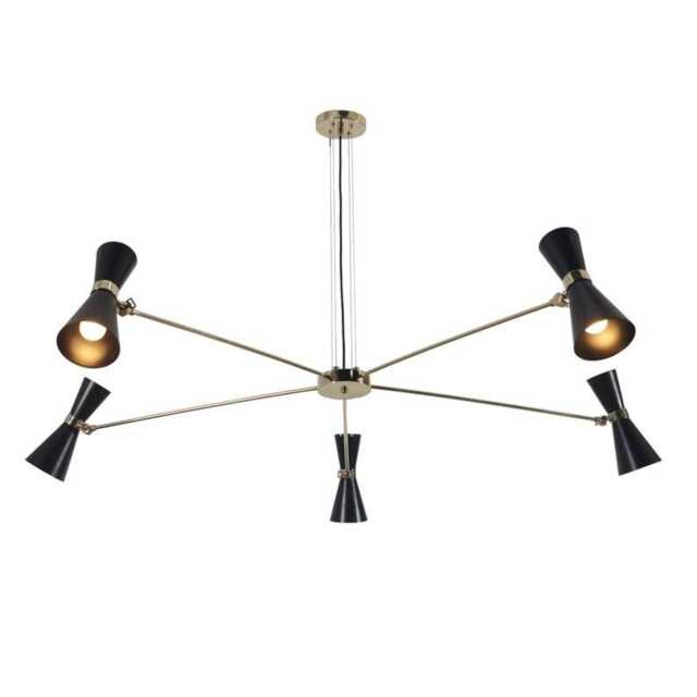 Brass Sputnik Chandelier, 5-Light Mid-Century Modern Pendant Lighting - image 1