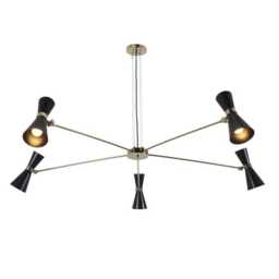 Brass Sputnik Chandelier, 5-Light Mid-Century Modern Pendant Lighting - thumbnail 1