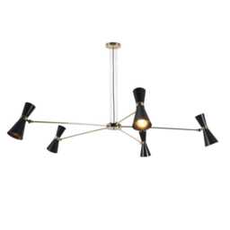 Brass Sputnik Chandelier, 5-Light Mid-Century Modern Pendant Lighting - thumbnail 3