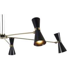 Brass Sputnik Chandelier, 5-Light Mid-Century Modern Pendant Lighting - thumbnail 2