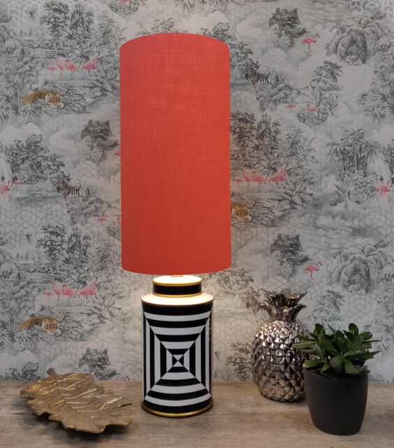 Extra Tall Burnt Orange Drum Lampshade in Linen, 50cm Height - image 1