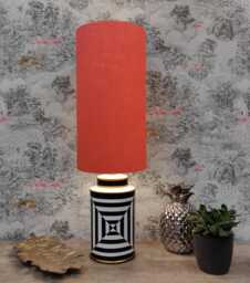 Extra Tall Burnt Orange Drum Lampshade in Linen, 50cm Height