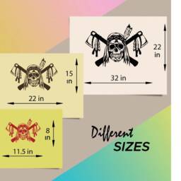 In-Style Decals Wall Vinyl Decal Art Sticker Scary Indian Skull Tomahawk Feathers Removable Mural Unique Design For Any Room 76 - thumbnail 2