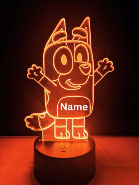 Personalised Bluey Dingo Night Light - Children's Kids Bedroom Led Birthday Gift Christmas - image 1