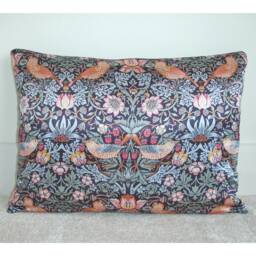 "William Morris Cushion Cover Satin Strawberry Thief Zip Oblong Bolster 20""x12"" 16""x12"
