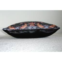 "William Morris Cushion Cover Satin Strawberry Thief Zip Oblong Bolster 20""x12"" 16""x12" - thumbnail 3
