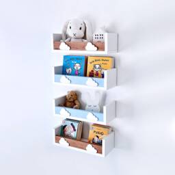 Scandinavian Nursery Floating Shelves With Rail, Set Of 4 - thumbnail 1