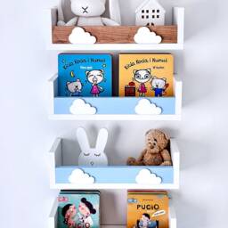 Scandinavian Nursery Floating Shelves With Rail, Set Of 4 - thumbnail 3
