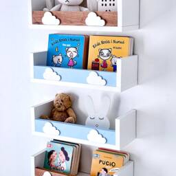 Scandinavian Nursery Floating Shelves With Rail, Set Of 4 - thumbnail 2