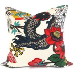Schumacher Chiang Mai Dragon Pillow Covers Art Deco Linen Accent Pillows - Set Of 2 - thumbnail 3