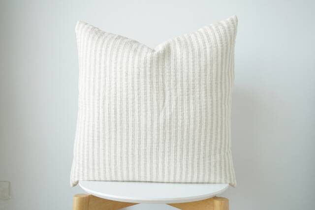 Beige Striped Pillow Cover - image 1