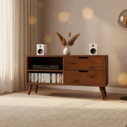 Handcrafted Solid Wood Multimedia Stand Cd Storage Cabinet - thumbnail 2
