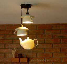 Kitchen Chandelier. Porcelain Pendant Lights. Tea Shop Interior Lighting - thumbnail 1