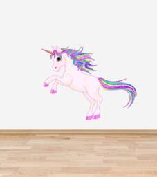 Rainbow Unicorn Wall Decal Ice Full Colour Sticker Girls Bedroom Playroom Nursery - thumbnail 1