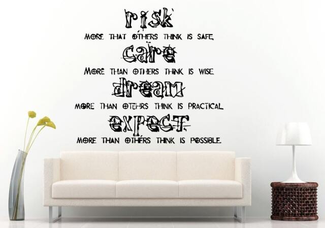 Risk Safe Care Wise Dream Practical Expect Possible Quote Citation Saying Words Wall Decal Vinyl Sticker Mural Room Decor L1135 - image 1